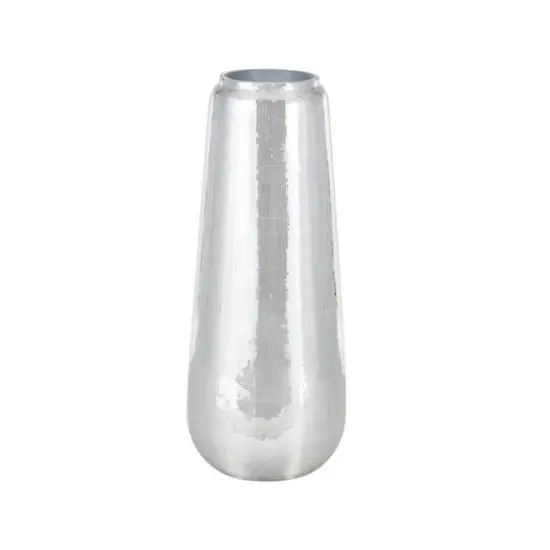 40" Silver Fiberglass Mosaic Floor Vase with Blue Interior, {7}