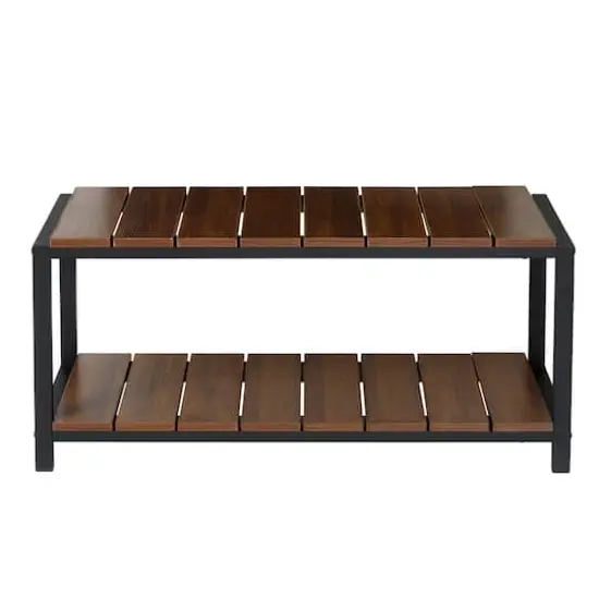 Honey Can Do Walnut 2-Tier Entryway Shoe Bench {9}