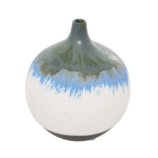 White Ceramic Contemporary Vase, 10" x 9" x 9" {3}