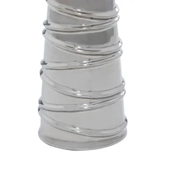 Silver Ceramic Contemporary Candle Holder Set {6}