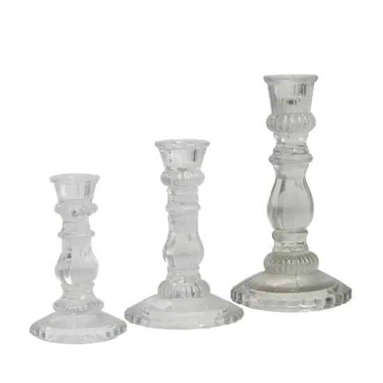 Clear Glass Candle Holder Set {4}