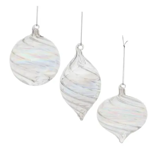 Iridescent Swirl Glass Ornaments Set {3}