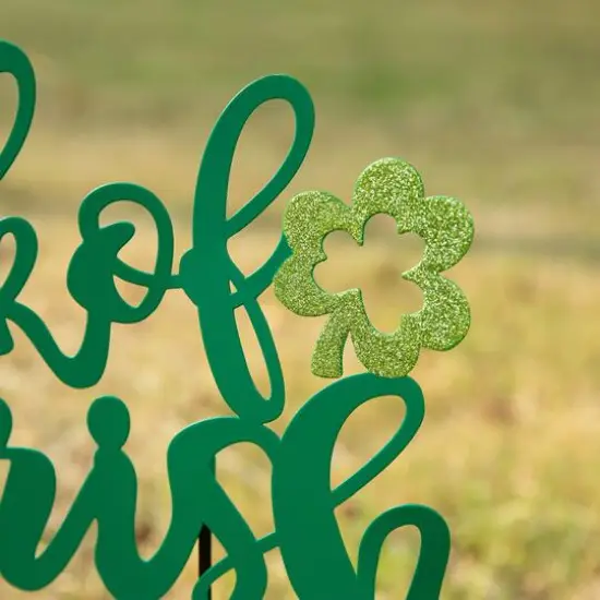 Glitzhome&reg; 26" St. Patrick's Metal Leprechaun & Luck of the Irish Yard Stake Set {6}