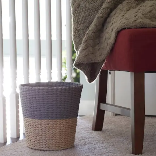 Household Essentials Woven Cattail Waste Basket Gray {3}