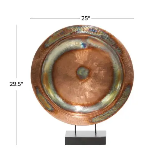 29.5" Copper Metal Round Charger Plate Sculpture {7}