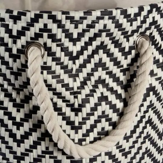 DII&reg; 20" Chevron Print Woven Paper Storage Bin Black {4}