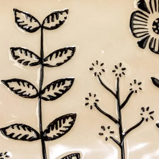 Hello Honey® 12.25" Cream & Black Floral Stoneware Plates, 4ct. {4}