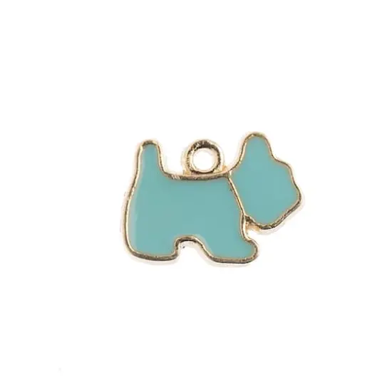 John Bead Sweet & Petite Scottie Dog Charms, 10ct. Light Blue {1}