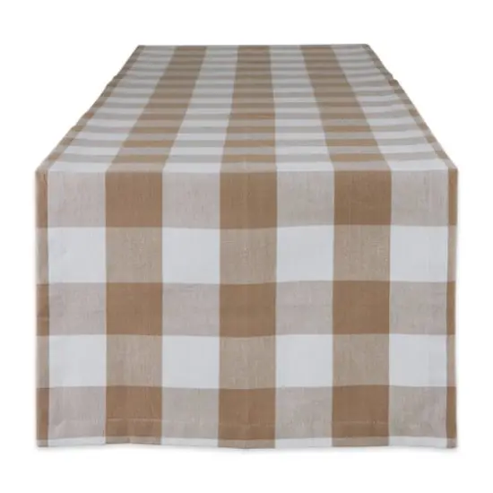 DII&reg; 108" Buffalo Check Table Runner Stone/White {1}