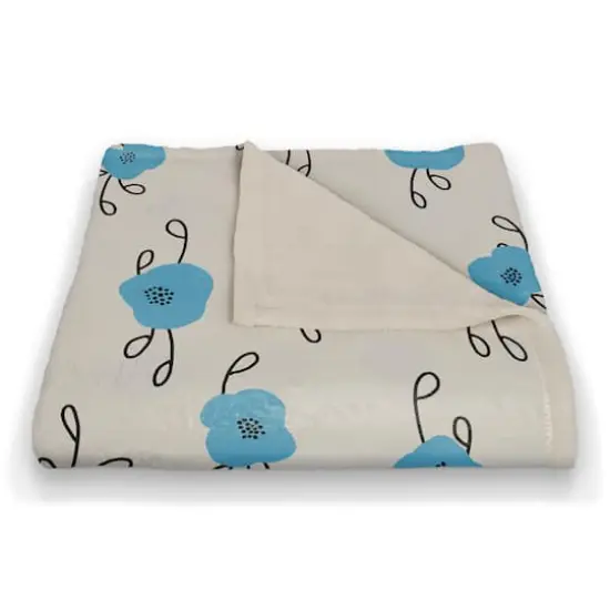 Blue Blooms 50" x 60" Coral Fleece Blanket {3}