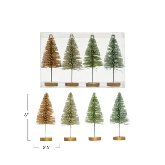 Hello Honey&reg; 6" Metallic Plastic Bottle Brush Tree Set with Wood Bases {5}