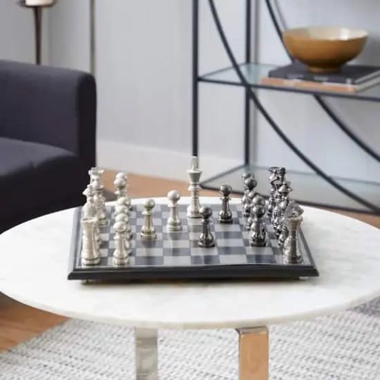Silver Aluminum Traditional Chess Game Set {8}