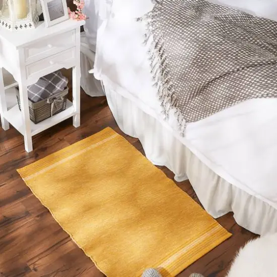 DII&reg; Modern Stripe Variegated Handwoven Recycled Yarn Rug, 2ft. x 3ft. Honey Gold {6}