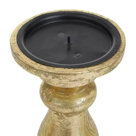 Gold Wood Traditional Candle holder 10",8",6" {4}