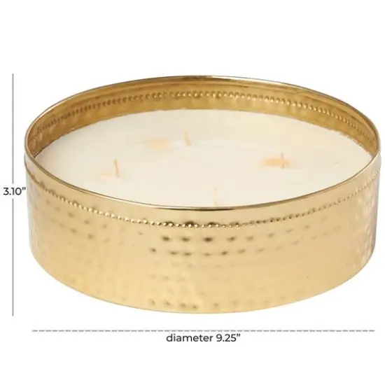 Jasmine Scented 4-Wick Candle in Wide Hammered Gold Bowl {6}