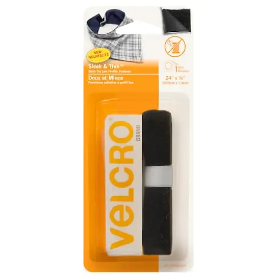 VELCRO&reg; Brand Sleek & Thin&trade; Stick On Black Fastener Roll {1}