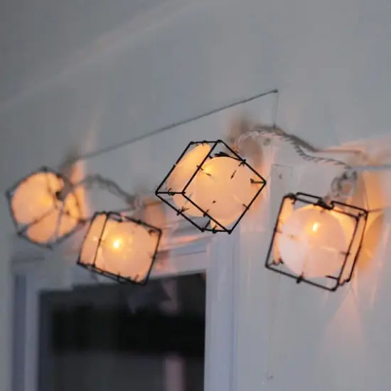 10ct. Pearlized White & Black Lantern Patio String Lights {5}