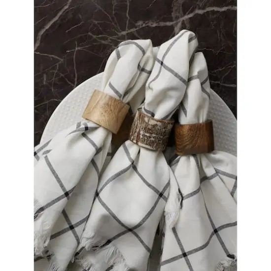 DII&reg; Black Rub Finish Wood Band Napkin Rings, 6ct. {5}