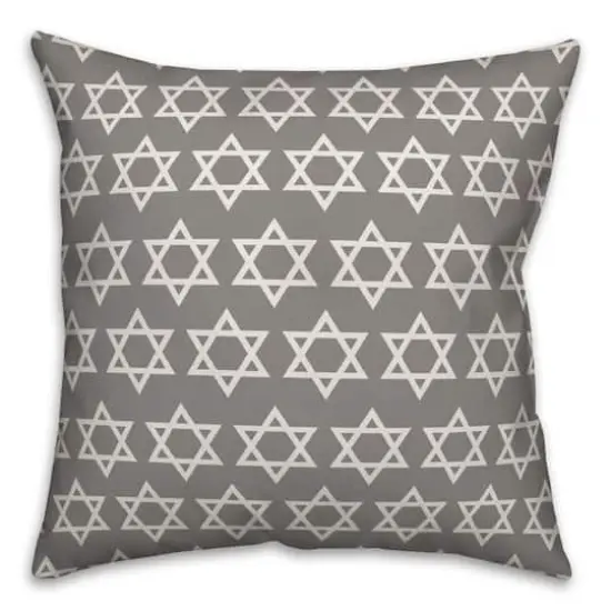 Gray Star of David Pattern 18x18 Spun Poly Pillow {1}