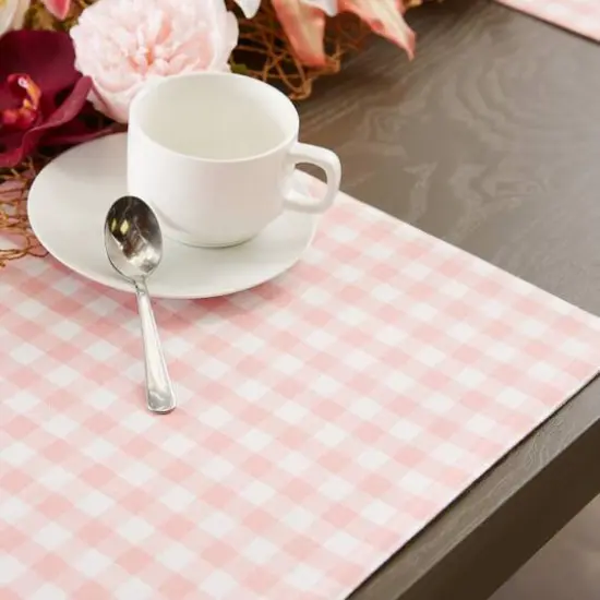 DII&reg; Reversible Gingham & Buffalo Check Placemat Set, 4ct. Pink/White {7}