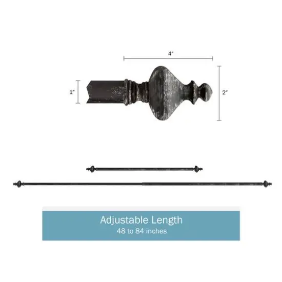 Hastings Home Black Extendable Curtain Rod with Finials {3}