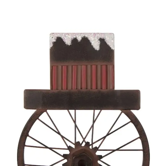 Glitzhome&reg; 34" Metal Bike Wheel Snowman with Plaid Scarf Porch D&eacute;cor {4}