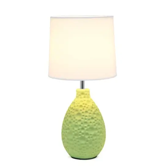 Simple Designs Textured Stucco Ceramic Oval Table Lamp Green {3}