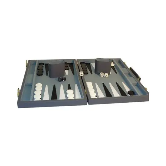 18" Gray Vinyl Backgammon Set {3}