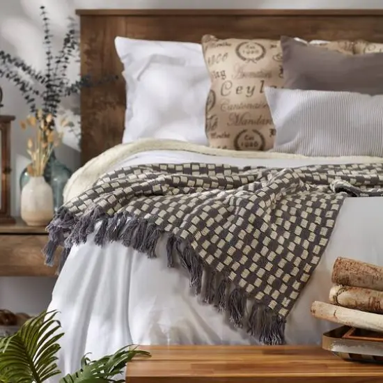 DII&reg; Gray Urban Check Throw {7}