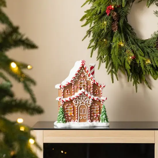 Glitzhome&reg; 11.75" Christmas Lighted Resin Village Table Decor {4}