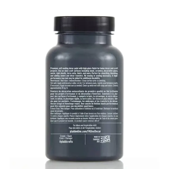 FolkArt&reg; One D&eacute;cor Paint&trade; Gloss Paint & Sealer 11913 Classic Black {4}