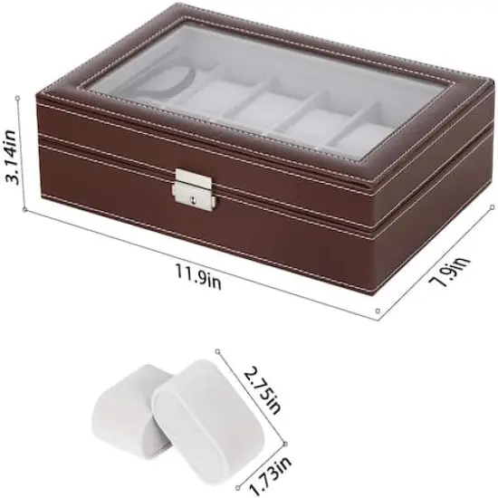 Pecan Brown Dozen Leather Watch Box {1}