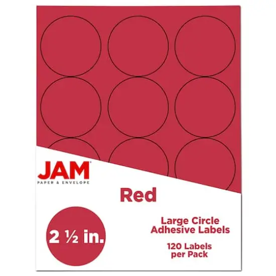 JAM Paper 2.5" Circle Product & Container Labels, 120ct. Red {1}