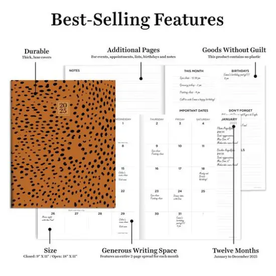 TF Publishing 2025 Always Animal Print Large Monthly Planner {6}