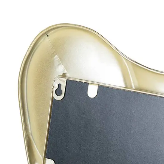 Glitzhome&reg; 34.25" Modern Gold Foil Metal Frame Wavy Wall Mirror {9}