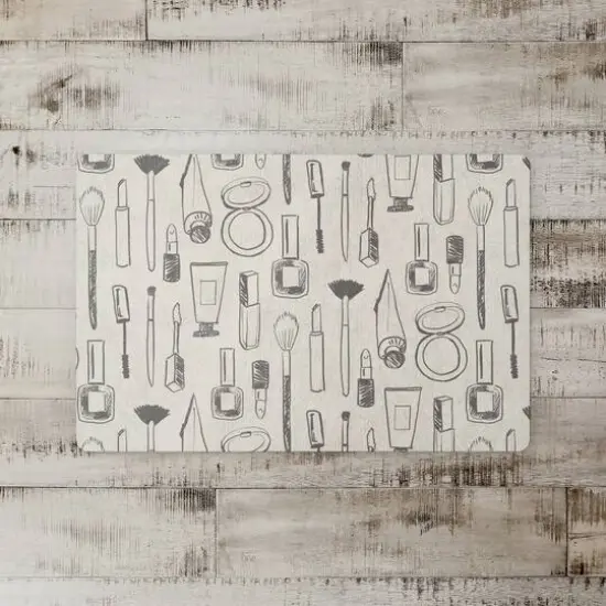 Makeup Icons Floor Mat White {3}