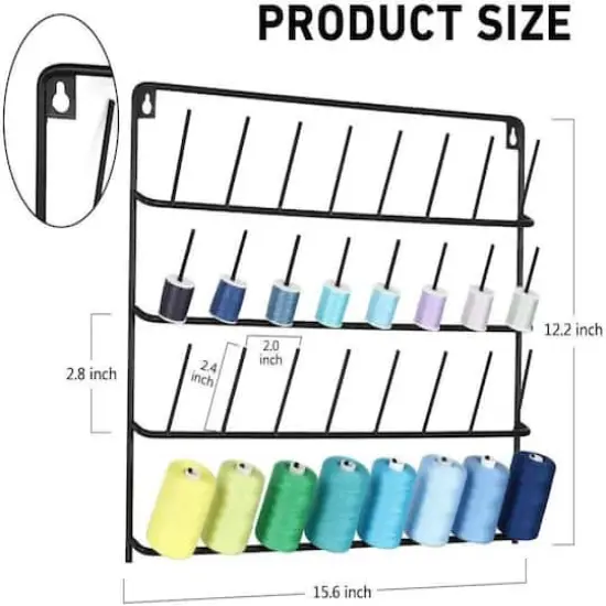 NEX&trade; Black 32-Spool Wall-Mounted Metal Sewing Thread Rack {3}