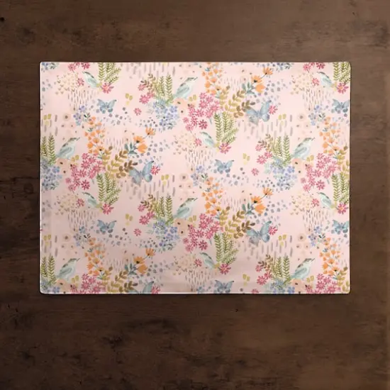 Butterfly Bird Floral Cotton Twill Placemat Pink {3}