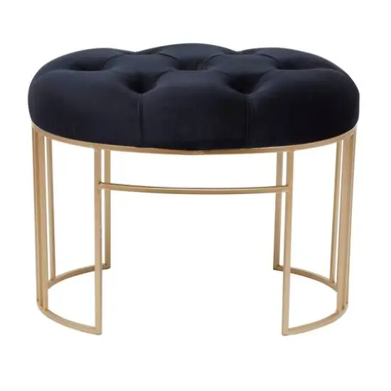 24" Velvet & Metal Glam Bench Black {7}