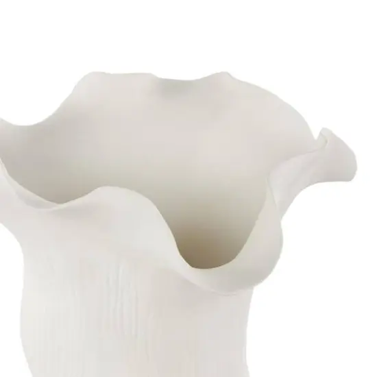 10.5" White Abstract Floral Ceramic Vase {6}