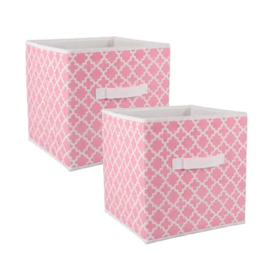 DII&reg; 11" Nonwoven Polyester Lattice Storage Cubes, 2ct. Pink Sorbet {1}