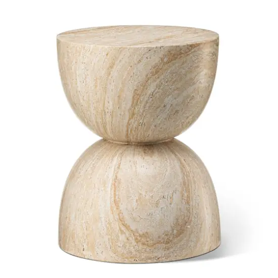 Glitzhome&reg; 17.75" Multi-Functional Hourglass Faux Travertine Garden Stool {1}