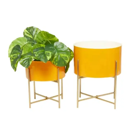 Yellow Modern Planter, Set of 2" 15", 12" {1}