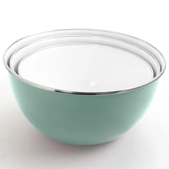 Gibson Home&reg; Plaza Cafe Sky Blue 3-Piece Stackable Nesting Mixing Bowl Set with Lids {5}
