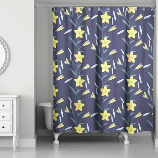 Spring Pattern Shower Curtain Navy {3}