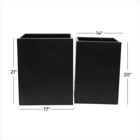 Black Modern Planter, Set of 2" 18", 14" {8}