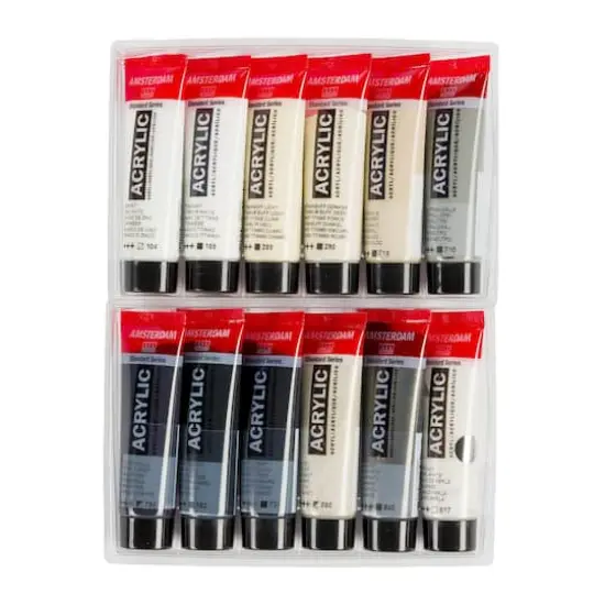 Amsterdam 12 Color Gray Acrylic Paint Set {4}