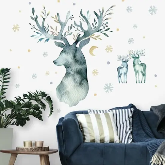 RoomMates Watercolor Winter Deer Peel & Stick Giant Decals {4}