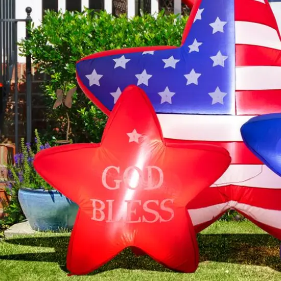 Glitzhome&reg; 6ft. Lighted Patriotic American Inflatable Stars D&eacute;cor {6}