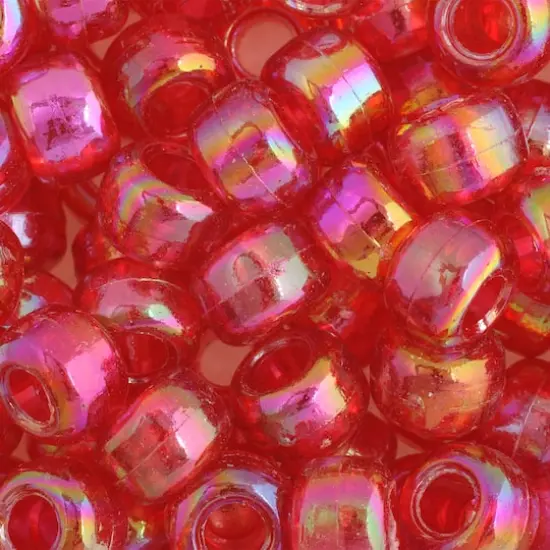 John Bead 9mm Transparent Pony Beads, 1,000ct. Raspberry Iris {1}